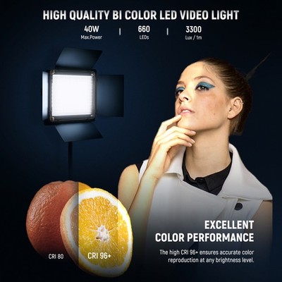 NEEWER NL660D 2-Pack 660 LED Light Kit w/Stands, 3200-5600K, Black