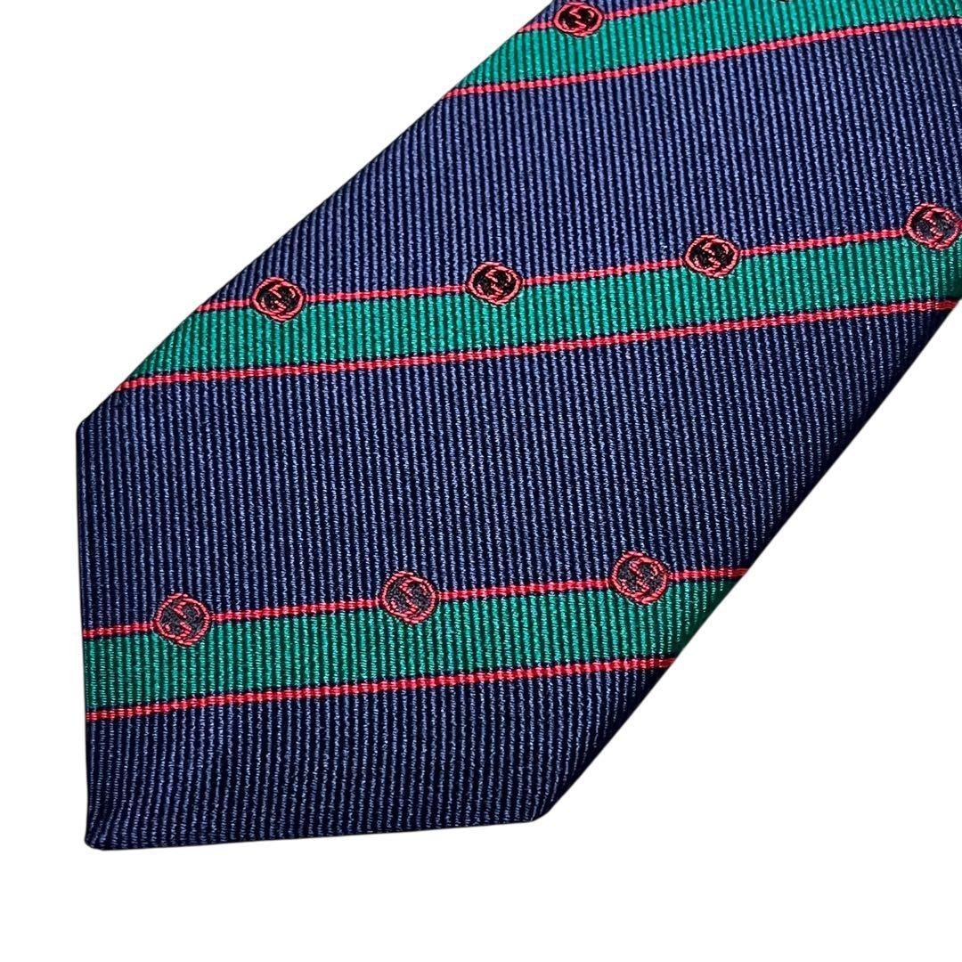 Gucci GG Pattern Navy Blue Interlocking Bee Tie U… - image 10