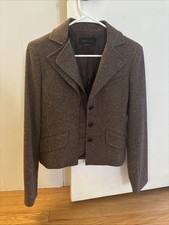 BCBG Max Azria Brown Tweed Cropped Blazer Wool Jacket Women s X Small