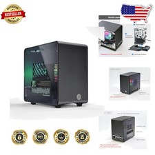 Durable Raspberry Pi 5 Case, Aluminum Mini Tower, RGB PWM Fan, M.2 NVMe