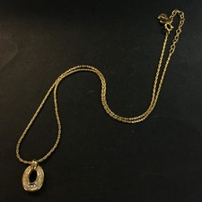 EGA Christian Dior Owalny Stras Złoty odcień Wisiorek Naszyjnik/3CD0461