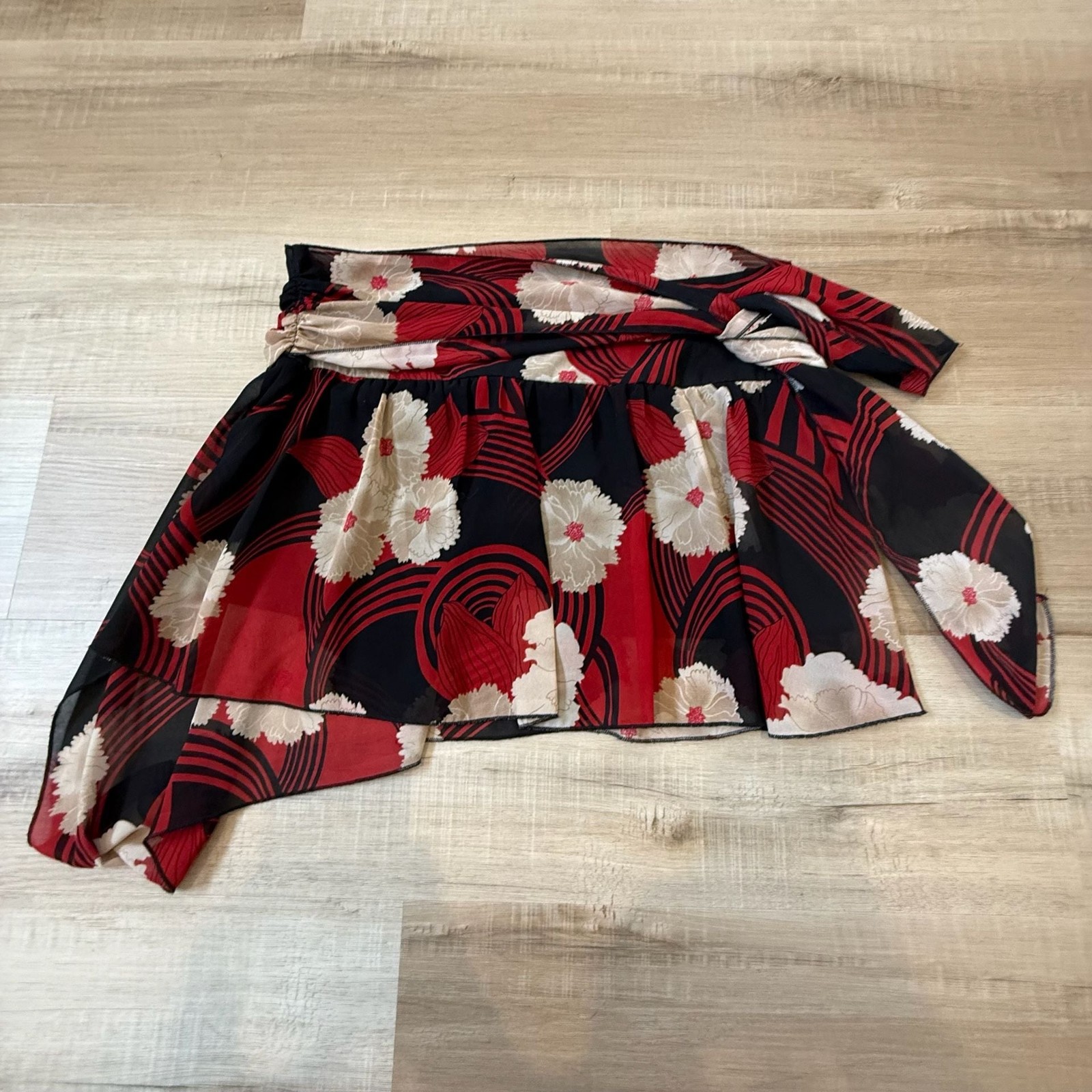 Y2K Floral Asymmetrical Ruffle Mini Skirt Size Large