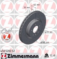 2X Bremsscheibe Zimmermann 450.5202.52 2 Bremsscheiben Vorderachse Vorne