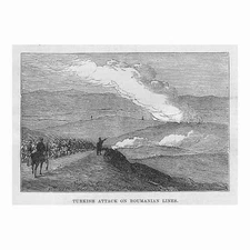 RUSSO-TURKISH WAR Turkish Attack on Romanian Lines - Antique Print 1877