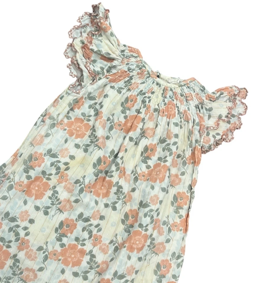 VESTIDO LOUIS LOUISE ROSA VINTAGE FLOR FLORAL AJUSTADO MANGA ACAMPANADA TALLA 4 Foto 4 de 4
