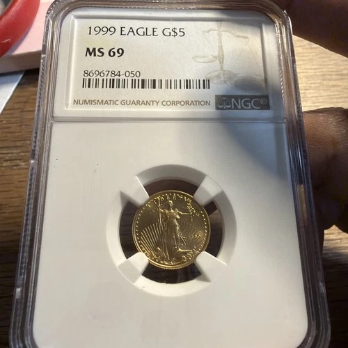 1999 Gold Eagle $5 Tenth-Ounce MS 69 NGC 1/10 oz Fine Gold