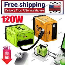 2 in 1 Gan Charger(Type C/L),120W Compatible Fast, Retractable Wall NEW
