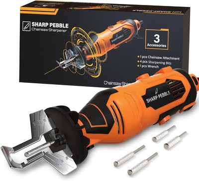 Sharp Pebble Electric Chainsaw Sharpener Kit - Comes with Chain Black/Orange 