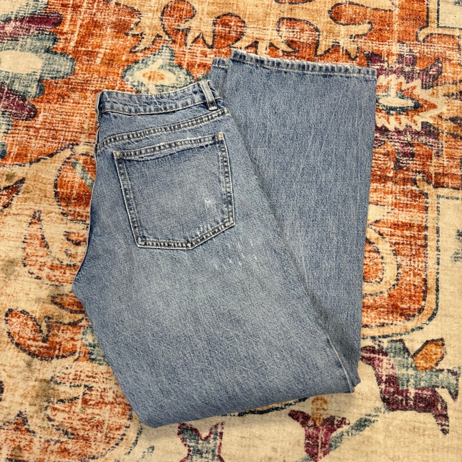 Zara Light Blue Wash Straight Leg 100% Cotton Denim Jeans Womens Size 6 4365/030 thumbnail 9