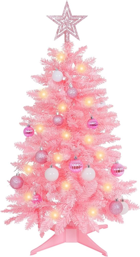 Sunshine Pink Christmas Tree with Light 3ft Artifical Full 3ft,