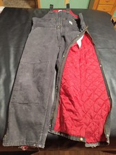 Vtg Carhartt Canvas Quilted Lined Bib Overalls Mens Sz 46x30 Black R04 BLK USA