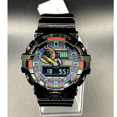 Casio G-Shock GA700RGB-1A Mens Virtual Rainbow Glossy Black 53mm