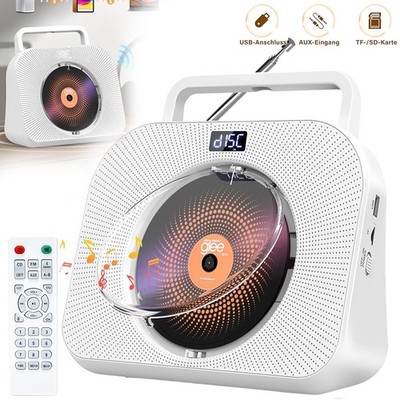 CD Player mit Bluetooth HiFi Lautsprecher Fernbedienung FM-Radio AUX/USB Tragbar