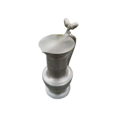 Vintage Metal Zinc Pitcher Decanter with Lid Jug pewter antique acorn hinge lid - Photo 1/4