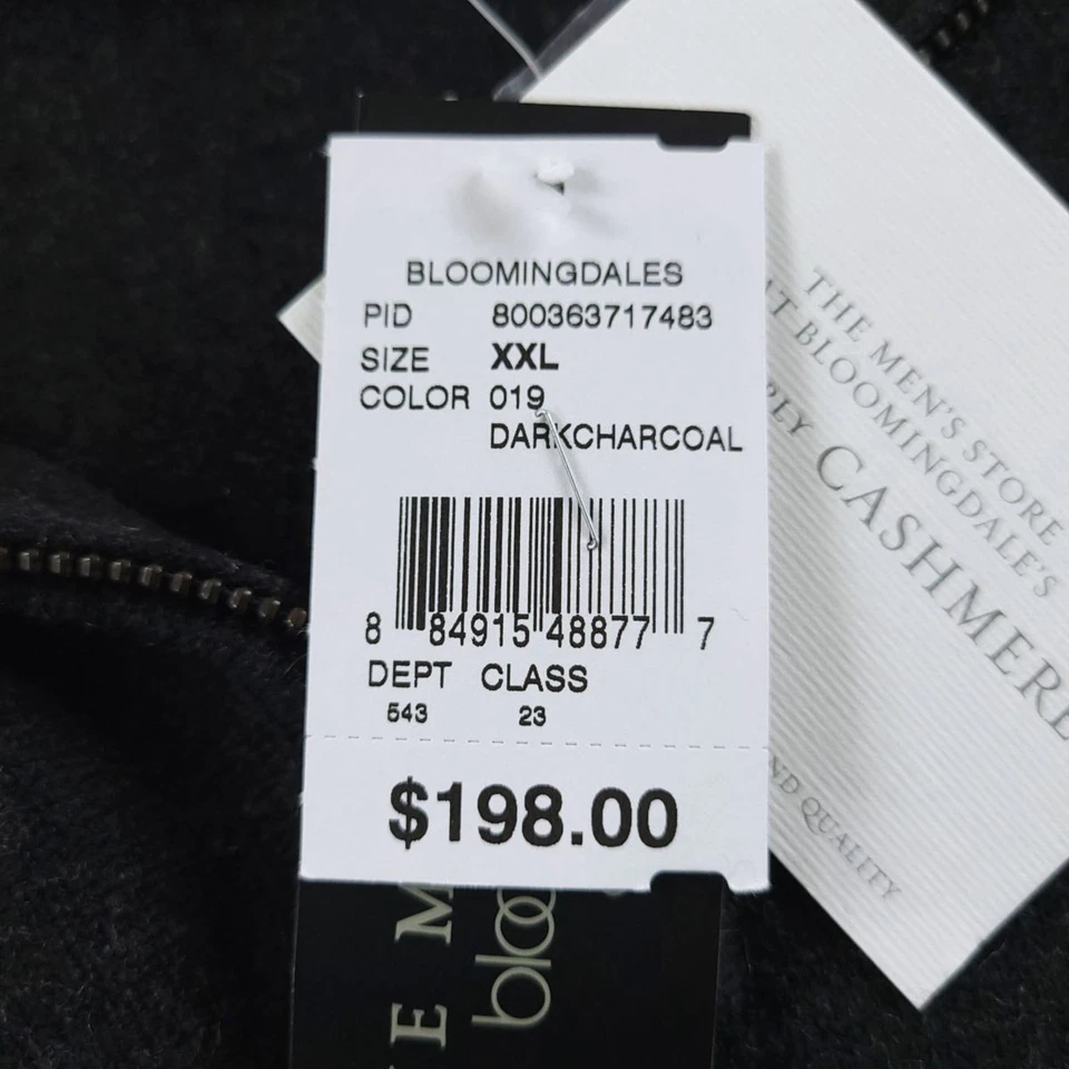 Suéter para Hombres Tienda Bloomingdales XXL Negro Brezo 100 Cachemira 1/4 Cremallera Foto 4 de 4