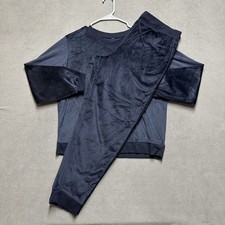 Honeydew Lounge Set Womens XL Blue Ultra Soft Velour Joggers Sweatshirt EUC