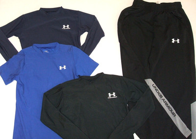 Under Armour Shirt Pants Athletic Apparel Lot Boy YLG Heat Gear 4 Piece