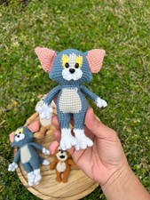 Handmade Crochet Mouse Cat Keychain, Amigurumi Plush Doll, Cute Bag Charm Gift