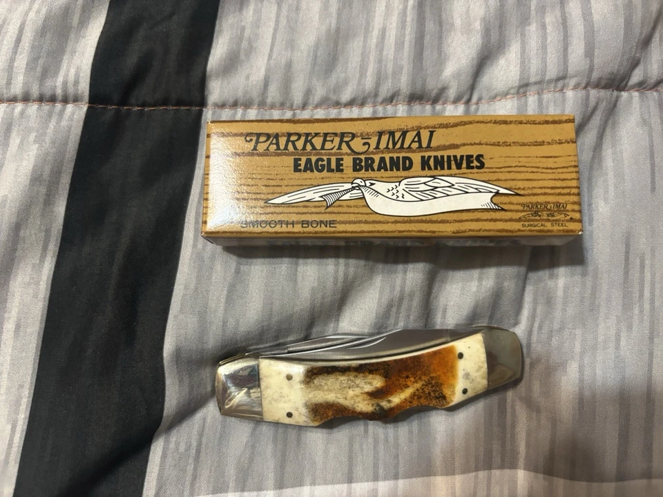 Cuchillo plegable de colección Parker Imai Dach K-236 Seki Japón ciervo Texas Longhorn Foto 2 de 3