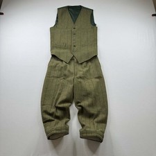100% Wool Green Tweed Country Shooting Breeks & Waistcoat Mens *
