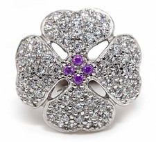 3CT Natural Amethyst  Topaz 925 Genuine Sterling Silver Ring Jewelry Sz 6