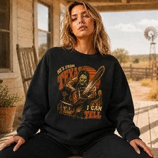 Hes From Texas I Can Tell Sweatshirt, Retro Horror Halloween Tee Shirt