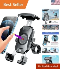 BRCOVAN Aluminum Alloy Motorcycle Phone Mount with Mounting Base & BLACK