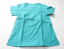Butter Soft Women's 2 Pocket Empire Mock Wrap Scrub Top EJ3 Teal Small NWT