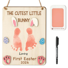 R HORSE 3D Baby's First Easter DIY Footprint Art Hanging Sign, The Cutest Little