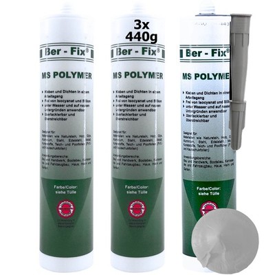 Ber-Fix MS Polymer grau 3x ersetzt jedes Bausilikon Beton Holz Metall