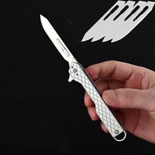 Cuchillo plegable utilitario de bolsillo de acero inoxidable #60 hojas de bisturí herramienta EDC para exteriores