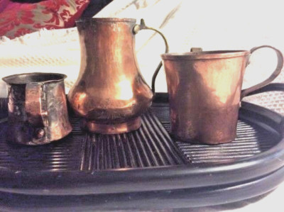 3 Antique Copper&Brass Vessels Small Cup 1879 Trenton+2-U.S.Domestic Shipp Only