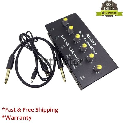 AU-602 6CH Audio Sound Mixer Fit Mono/Stereo Mode for Mic Instruments Livestream