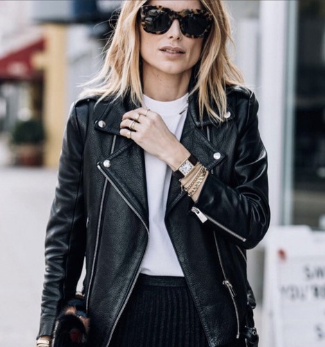 Anine Bing Cropped Leather Biker Jacket 