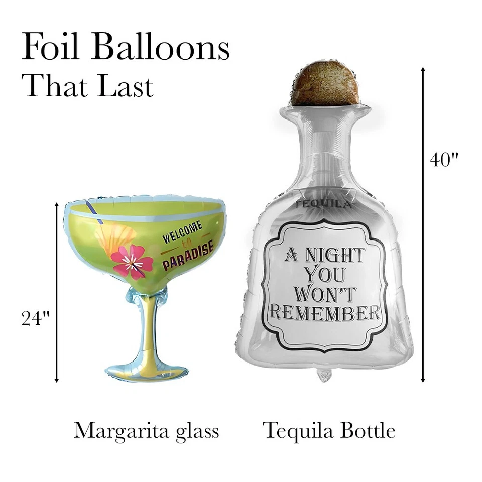 40英寸龙舌兰气球和24英寸玛格丽塔气球聚酯薄膜气球派对装饰 — 第 4/4 张图片