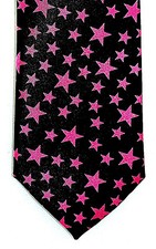 Hot Pink Stars Mens Women's Necktie Novelty 2.5 Skinny Slim Thin Black Neck Tie
