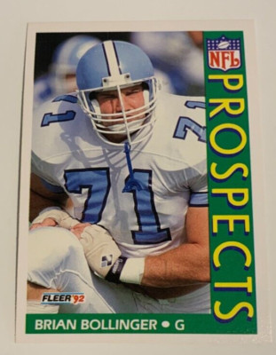 NFL BRIAN BOLLINGER North Carolina Tar Heels 1992 Fleer ROOKIE Trading CARD #433