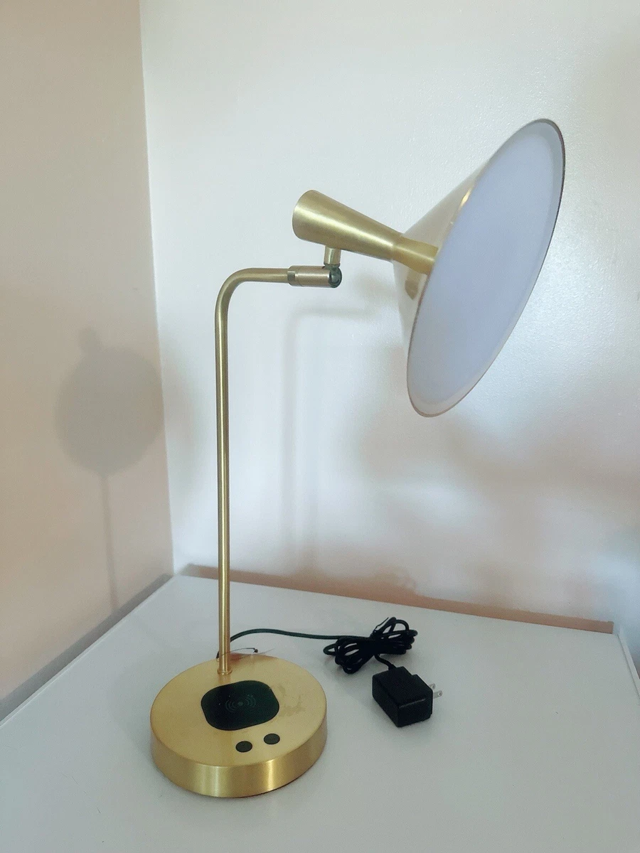 LED Wireless Charging Task Lamp with USB Brass Includes LED Light Bulb
