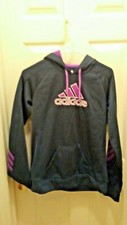Women's Adidas Clima Warm Polyester Pullover Hoodie Slate Gray and Purple Size S