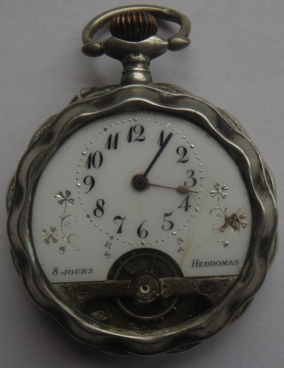 Hebdomas Days Pocket watch open face silver carved case - Main Image