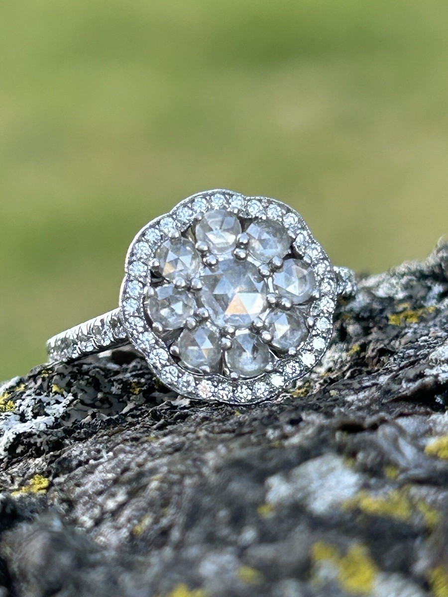 Tiffany & Co Platinum Fleur Enchant Rose Cut Diamonds Ring, .52
