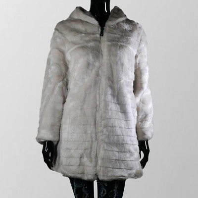 Pelliccia DONNA sintetica ecologica Lunga Color Bianco Giubbotto con  cappuccio | eBay