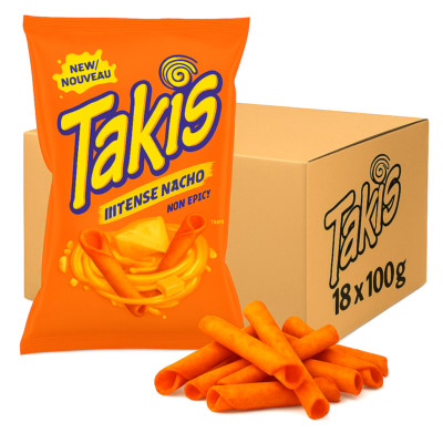(2,33 EUR/100g) Takis Intense Nacho Tortilla Chips 18x100g Vorteilspackung