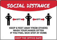 SOCIAL DISTANCE KEEP 6 FT AWAY FROM OTHERS | Adhesive Vinyl Sign Decal