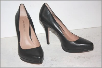 SAN MARINA Escarpins à Talons Hauts Cuir Lisse Noir T 39 TTBE - Photo 1/4