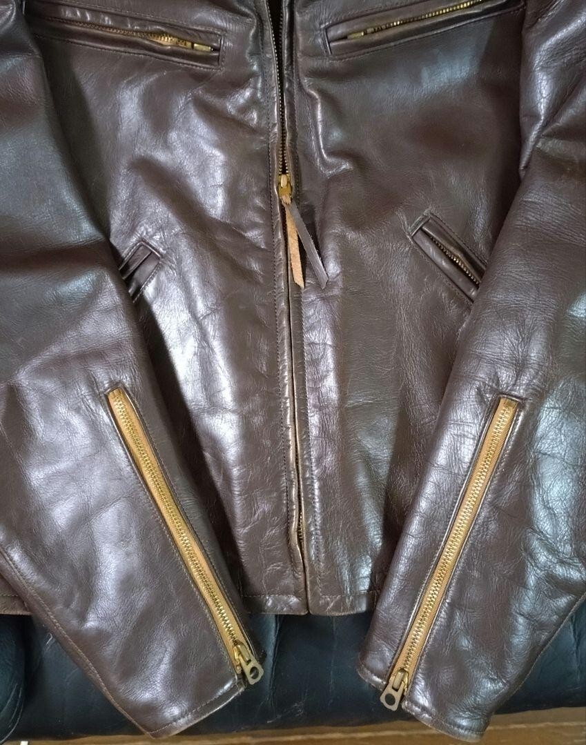 RRL Ralph Lauren Leather Jacket Motorcycle Jacket Biker Men's Size M Brown USED image 4