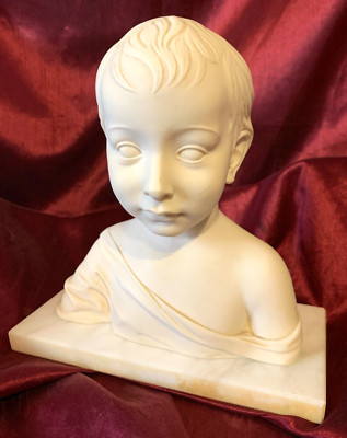 A. Giannelli Vintage Infant Bonded Alabaster Büste 1965 selten