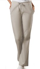 Cherokee Womens Petite Flare Leg Drawstring Scrub Pant Khaki NWT sz Small