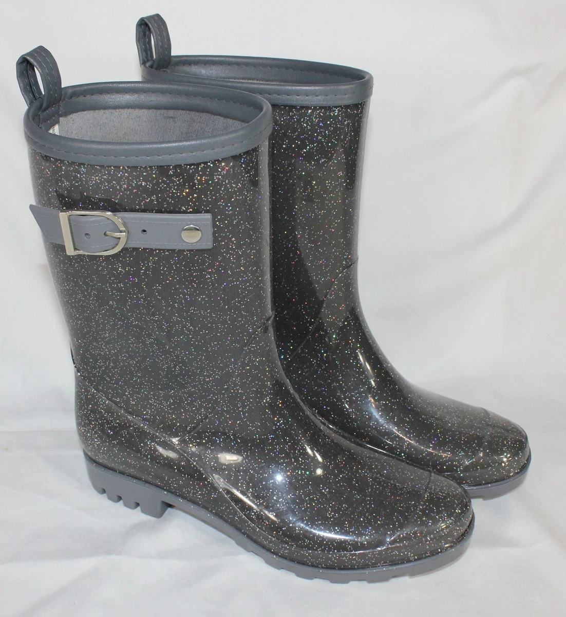 CAPELLI Women s Gray Glitter Pull on Rain Muk Rubber Boots Shoes