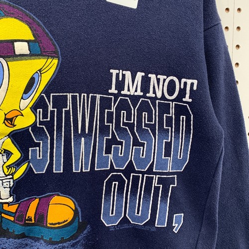 Vintage 90s Looney Tunes Tweety Sweatshirt Youth S/M 19x20.5 I’m Not Stwessed - Picture 8 of 20